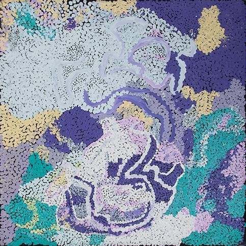 Australian Indigenous (Aboriginal and Torres Strait Islander) artwork by PULPURRU DAVIES of Warakurna Artists. The title is . [190-15] (Acrylic on Canvas)