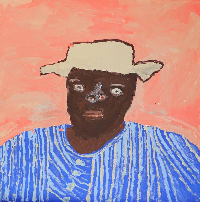 Australian Indigenous (Aboriginal and Torres Strait Islander) artwork by ADRIAN ROBERTSON of Mwerre Anthurre Artists (Bindi Inc). The title is A Self Portrait. [944-22] (Acrylic on Canvas)
