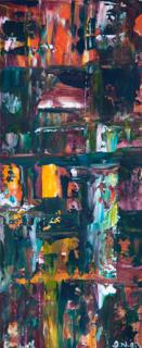 Australian Indigenous (Aboriginal and Torres Strait Islander) artwork by IRENE NAMOK of Lockhart River Artists. The title is Afternoon Shadow in the Forest Full. [in20130604] (Acrylic on Canvas)