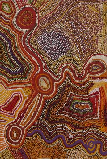 Australian Indigenous (Aboriginal and Torres Strait Islander) artwork by DAVID UMULA WIKILYIRI of Tjungu Palya Artists. The title is Aliwanawanyu. [08115] (Acrylic on Canvas)