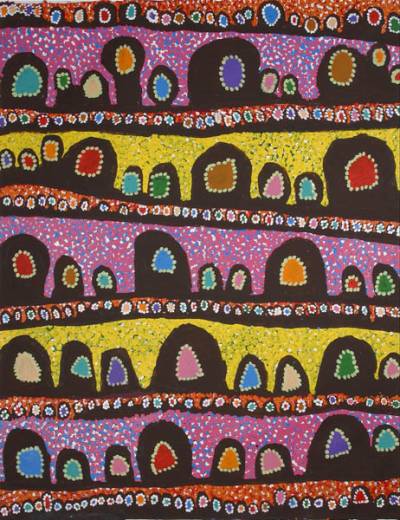 Australian Indigenous (Aboriginal and Torres Strait Islander) artwork by LINDA NAPURULLA NGITJANKA of Ikuntji Artists. The title is Alkipi. [IK04LN207] (Acrylic on Canvas)