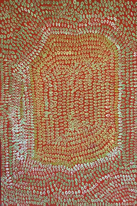 Australian Indigenous (Aboriginal and Torres Strait Islander) artwork by ELIZABETH BEASLEY of Tangentyere Artists. The title is Alkwarrer – Bush Banana. [TAEB09C3574] (Acrylic on Canvas)