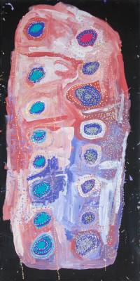 Australian Indigenous (Aboriginal and Torres Strait Islander) artwork by NOLA YURNANGURNU CAMPBELL of Warakurna Artists. The title is All of Patjarr. [174-19] (Acrylic on Linen)