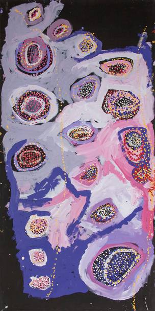 Australian Indigenous (Aboriginal and Torres Strait Islander) artwork by NOLA YURNANGURNU CAMPBELL of Warakurna Artists. The title is All of Patjarr. [295-19] (Acrylic on Canvas)