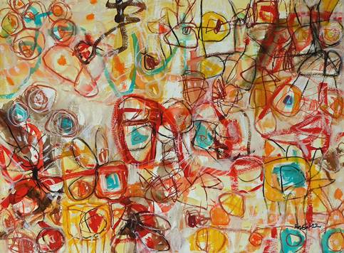 Australian Indigenous (Aboriginal and Torres Strait Islander) artwork by ROBBI NEAL of Miscellaneous Artists. The title is All That We Need. [RN110122P] (Pastel and Gouache on 638gsm Saunders Waterford 100% Cotton Acid Free Rough Paper)