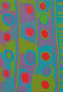 Australian Indigenous (Aboriginal and Torres Strait Islander) artwork by SUSIE GILBERT of Bidyadanga Artists (Yulparija & Mangala). The title is All the Jila. [25777] (Acrylic on Canvas)