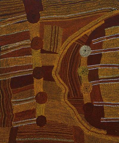 Australian Indigenous (Aboriginal and Torres Strait Islander) artwork by BERNARD TJALKURI of Tjungu Palya Artists. The title is Angkala. [08340] (Acrylic on Canvas)