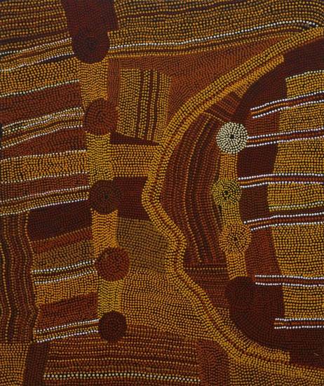 Australian Indigenous (Aboriginal and Torres Strait Islander) artwork by BERNARD TJALKURI of Tjungu Palya Artists. The title is Angkala. [08340] (Acrylic on Canvas)