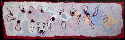 Australian Indigenous (Aboriginal and Torres Strait Islander) artwork by ANGKALIYA CURTIS of Tjungu Palya Artists. The title is Animal Tjuta. [11016] (Acrylic on Canvas)