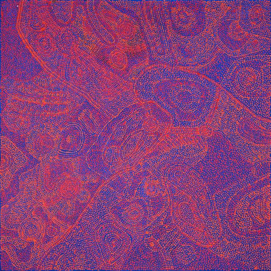 Australian Indigenous (Aboriginal and Torres Strait Islander) artwork by BETTY KUNTIWA PUMANI of Mimili Maku Arts. The title is Antara. [171-2012] (Acrylic on Linen)