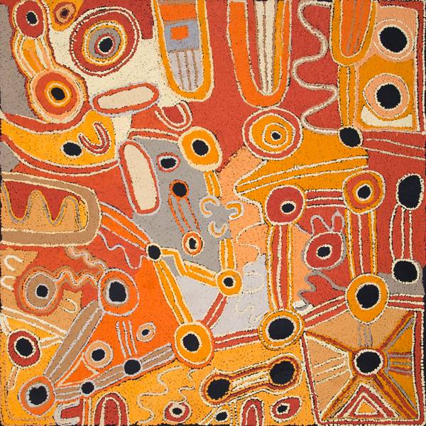Australian Indigenous (Aboriginal and Torres Strait Islander) artwork by PUNA YANIMA of Mimili Maku Arts. The title is Antara. [202-2012] (Acrylic on Linen)