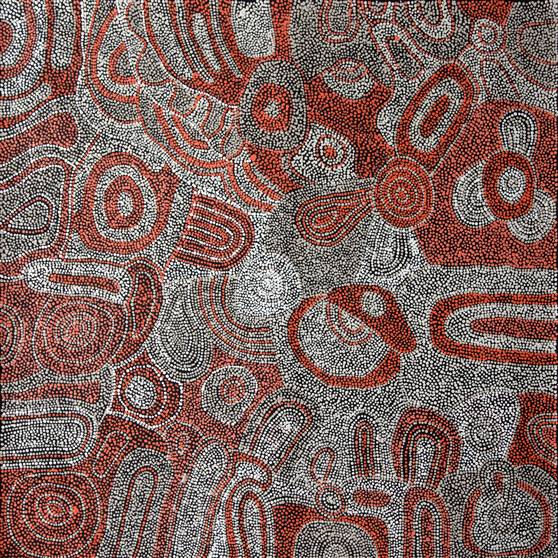 Australian Indigenous (Aboriginal and Torres Strait Islander) artwork by BETTY KUNTIWA PUMANI of Mimili Maku Arts. The title is Antara. [311-2012] (Acrylic on Linen)