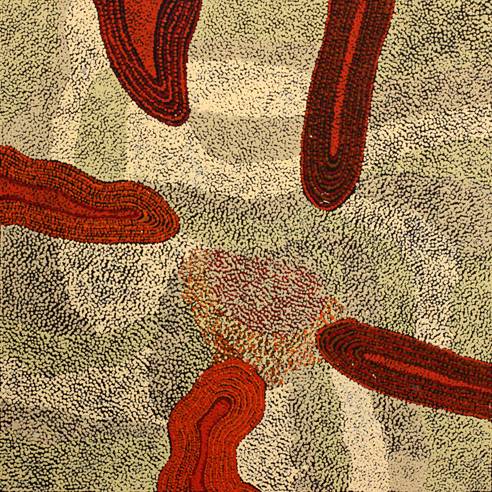Australian Indigenous (Aboriginal and Torres Strait Islander) artwork by YURPIYA LIONEL of Ernabella Artists. The title is Anumara. [111-12] (Acrylic on Canvas)
