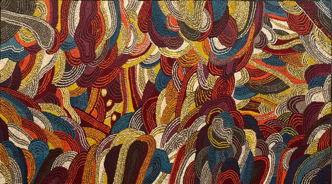 Australian Indigenous (Aboriginal and Torres Strait Islander) artwork by YURPIYA LIONEL of Ernabella Artists. The title is Anumara. [401-11] (Acrylic on Canvas)