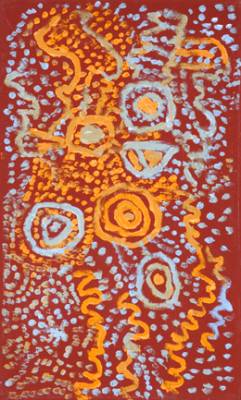 Australian Indigenous (Aboriginal and Torres Strait Islander) artwork by BETTY LAIDLAW of Warakurna Artists. The title is Art Therapy Project. [98-09] (Acrylic on Canvas)
