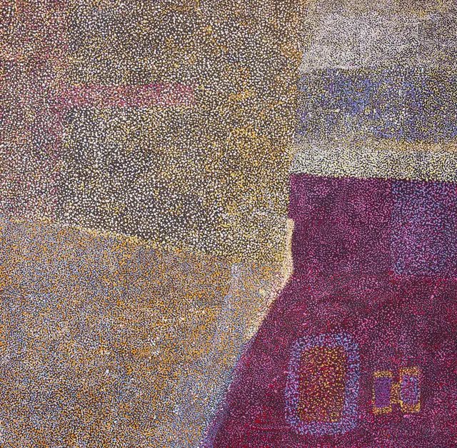 Australian Indigenous (Aboriginal and Torres Strait Islander) artwork by KUNMANARA PATJU PRESLEY of Spinifex Artists. The title is Awiinya. [13224] (Acrylic on Linen)