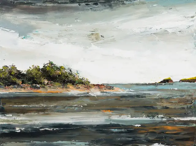 Australian Indigenous (Aboriginal and Torres Strait Islander) artwork by AMANDA PENROSE HART of Miscellaneous Artists. The title is Beach Coffs Harbour. [APH201612006] (Oil on Canvas)