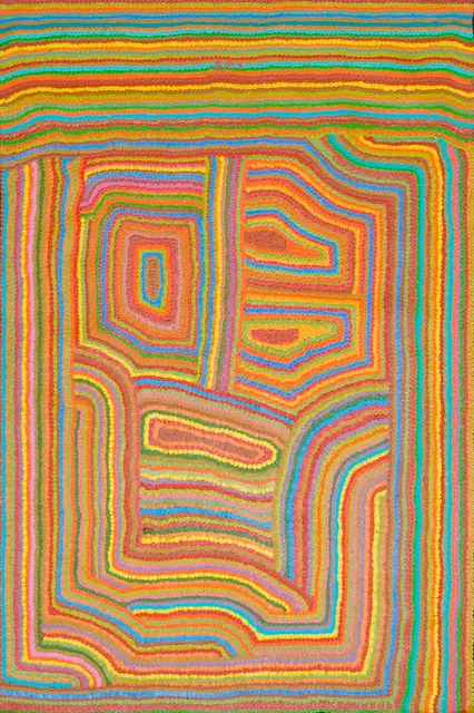 Australian Indigenous (Aboriginal and Torres Strait Islander) artwork by LADY GORDON of Warlayirti Artists (Balgo). The title is Balgo. [1097/08] (Acrylic on Linen)