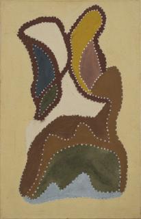 Australian Indigenous (Aboriginal and Torres Strait Islander) artwork by MADIGAN THOMAS of Warmun Artists. The title is Balgnin. [WAC 539/00] (Natural Ochre and Pigments on Canvas)