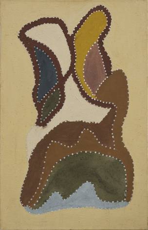 Australian Indigenous (Aboriginal and Torres Strait Islander) artwork by MADIGAN THOMAS of Warmun Artists. The title is Balgnin. [WAC 539/00] (Natural Ochre and Pigments on Canvas)