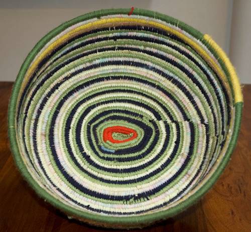 Australian Indigenous (Aboriginal and Torres Strait Islander) artwork by NANCY TAYLOR of Martumili Artists. The title is Basket. [08-1065] (Spinifex and Acrylic Wool)