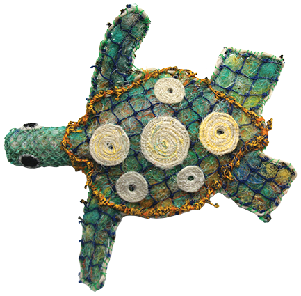 Australian Indigenous (Aboriginal and Torres Strait Islander) artwork by FLORENCE GUTCHEN of Erub Erwer Meta. The title is Bebe. [16-174] (Ghost Nets, Rope & Twine)