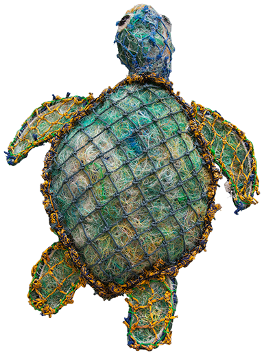 Australian Indigenous (Aboriginal and Torres Strait Islander) artwork by FLORENCE GUTCHEN of Erub Erwer Meta. The title is Bee Dee. [16-30] (Ghost Nets & Twine)