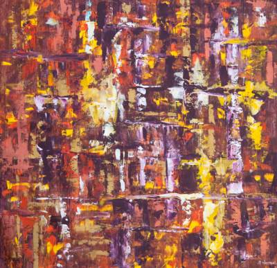 Australian Indigenous (Aboriginal and Torres Strait Islander) artwork by IRENE NAMOK of Lockhart River Artists. The title is Best Days with My Family. [in20130523] (Acrylic on Linen)