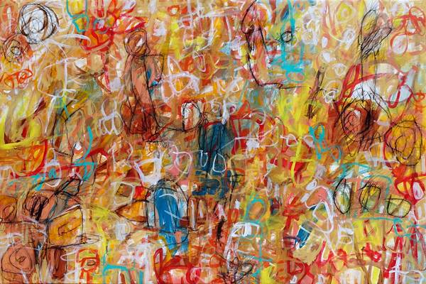 Australian Indigenous (Aboriginal and Torres Strait Islander) artwork by ROBBI NEAL of Miscellaneous Artists. The title is Between Summer and Winter. [RN180222L] (Oil and Acrylic on Linen)