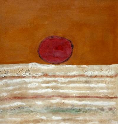 Australian Indigenous (Aboriginal and Torres Strait Islander) artwork by LINDSAY HARRIS of Miscellaneous Artists. The title is Bidjal (Half asleep). [10 - Bidjal (Half asleep)] (Pigment, Resin, Binder and Clay on Hemp)