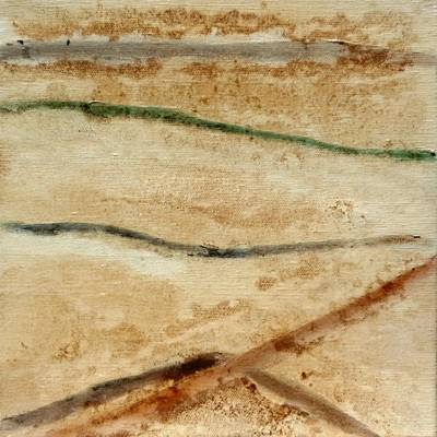 Australian Indigenous (Aboriginal and Torres Strait Islander) artwork by LINDSAY HARRIS of Miscellaneous Artists. The title is Biirt (Tracks hardly seen). [11 - Biirt (Tracks hardly seen)] (Pigment, Resin and Clay on Hemp)