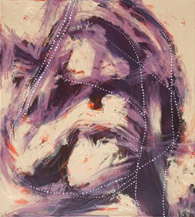 Australian Indigenous (Aboriginal and Torres Strait Islander) artwork by SHANE PICKETT of Miscellaneous Artists. The title is Bobtail Tracks and Berry Bush. [SP01720] (Acrylic on Linen)