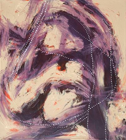 Australian Indigenous (Aboriginal and Torres Strait Islander) artwork by SHANE PICKETT of Miscellaneous Artists. The title is Bobtail Tracks and Berry Bush. [SP01720] (Acrylic on Linen)