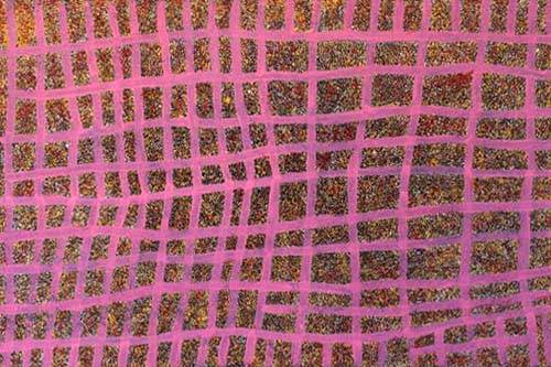 Australian Indigenous (Aboriginal and Torres Strait Islander) artwork by ANNIE PURVIS of Tangentyere Artists. The title is Body Paint. [TAAP10C3983] (Acrylic on Canvas)