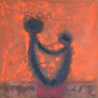 Australian Indigenous (Aboriginal and Torres Strait Islander) artwork by LINDSAY HARRIS of Miscellaneous Artists. The title is Bordok – Nyinin (Sitting close together) - 2009. [n/a] (Resin & Pigment on Hemp)