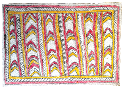 Australian Indigenous (Aboriginal and Torres Strait Islander) artwork by FATE SAVARI (ISAWDI) of Omie Artists. The title is Buboriano’e - Beaks of the Papuan Hornbill. [14-232] (Pencil and Ink on Paper)