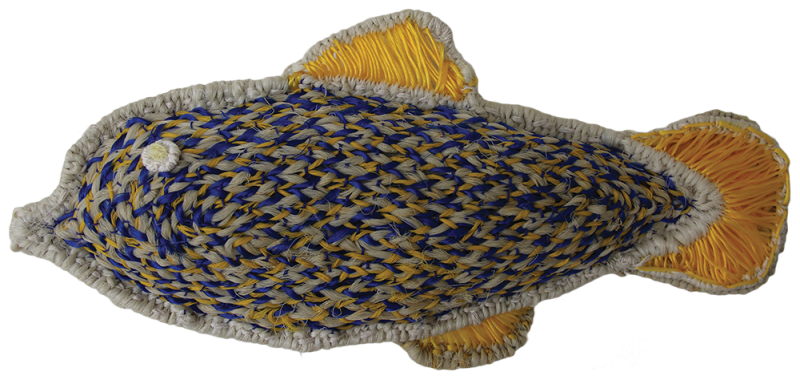 Australian Indigenous (Aboriginal and Torres Strait Islander) artwork by NANCY LOUISA KIWAT of Erub Erwer Meta. The title is Buni Buni. [14-64] (Ghost Nets & Twine)