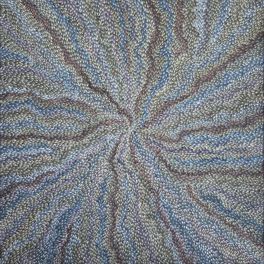 Australian Indigenous (Aboriginal and Torres Strait Islander) artwork by ABIE LOY of Miscellaneous Artists. The title is Bush Leaves - Trellis. [GAAL10091571] (Synthetic Polymer on Belgian Linen)