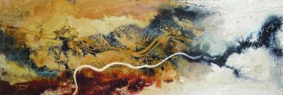 Australian Indigenous (Aboriginal and Torres Strait Islander) artwork by DAVID KELLY of Miscellaneous Artists. The title is Bush Track 5. [DK1206010] (Oil & Acrylic on Board)