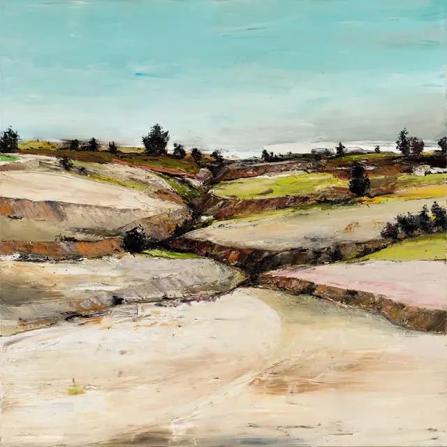 Australian Indigenous (Aboriginal and Torres Strait Islander) artwork by AMANDA PENROSE HART of Miscellaneous Artists. The title is Coast II. [APH201706011] (Oil on Canvas)