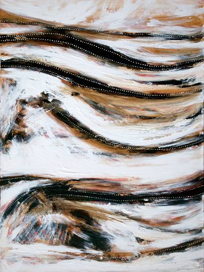 Australian Indigenous (Aboriginal and Torres Strait Islander) artwork by SHANE PICKETT of Miscellaneous Artists. The title is Calling for Kambarang Waters. [SP01663] (Acrylic on Linen)