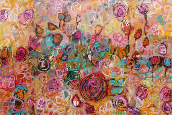 Australian Indigenous (Aboriginal and Torres Strait Islander) artwork by ROBBI NEAL of Miscellaneous Artists. The title is Calling You. [RN051221L] (Oil and Acrylic on Linen)