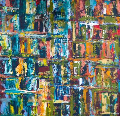 Australian Indigenous (Aboriginal and Torres Strait Islander) artwork by IRENE NAMOK of Lockhart River Artists. The title is Candle Lights. [in20120503] (Acrylic on Linen)