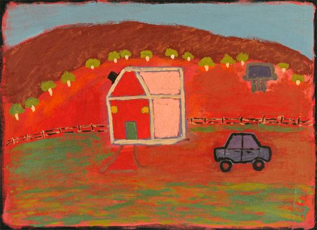 Australian Indigenous (Aboriginal and Torres Strait Islander) artwork by ELIZABETH BEASLEY of Tangentyere Artists. The title is Canteen Creek, My Home. [TAEB10C3885] (Acrylic on Canvas)