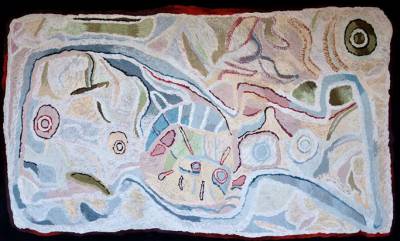 Australian Indigenous (Aboriginal and Torres Strait Islander) artwork by ANGKALIYA CURTIS of Tjungu Palya Artists. The title is Cave Hill. [15-500] (Synthetic Polymer on Linen)