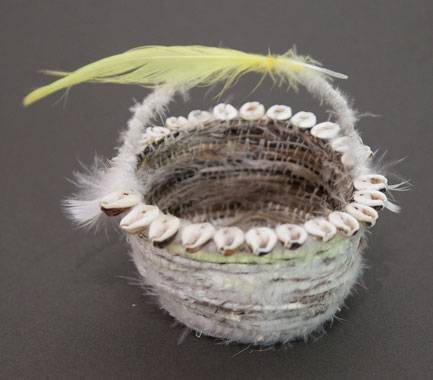 Australian Indigenous (Aboriginal and Torres Strait Islander) artwork by LISA WAUP of Baluk Artists. The title is Connections. [120-18] (Found Materials and Fibres)