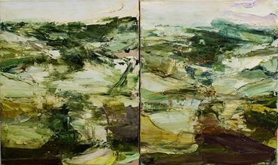 Australian Indigenous (Aboriginal and Torres Strait Islander) artwork by AARON KINNANE of Miscellaneous Artists. The title is Creancey Mornings 15. [AK201711012] (Oil on Linen)