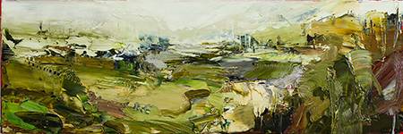 Australian Indigenous (Aboriginal and Torres Strait Islander) artwork by AARON KINNANE of Miscellaneous Artists. The title is Creancey Mornings 18. [AK201711015] (Oil on Linen)