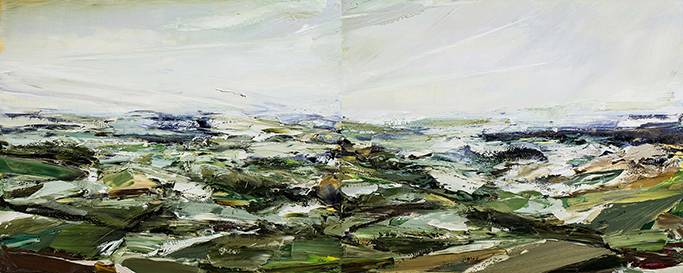 Australian Indigenous (Aboriginal and Torres Strait Islander) artwork by AARON KINNANE of Miscellaneous Artists. The title is Creancey Mornings 21. [AK201711018] (Oil on Linen)