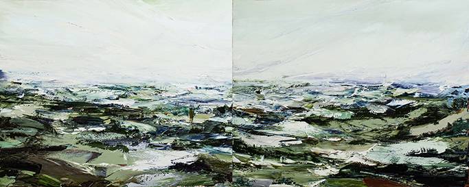 Australian Indigenous (Aboriginal and Torres Strait Islander) artwork by AARON KINNANE of Miscellaneous Artists. The title is Creancey Mornings 22. [AK201711019] (Oil on Linen)